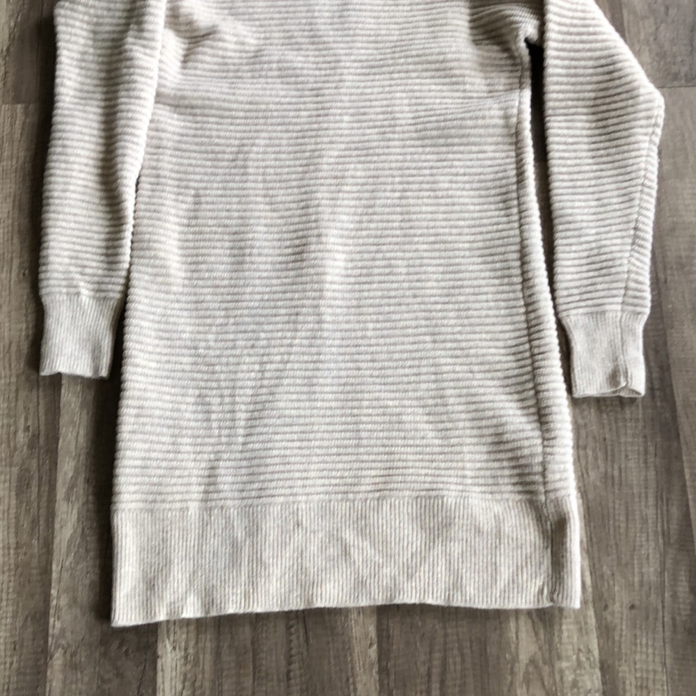 Turtleneck Ribbed Sweater Dress in Light Beige - Picture 3 of 8